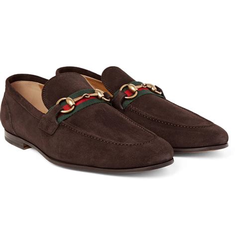 brown suede loafers.